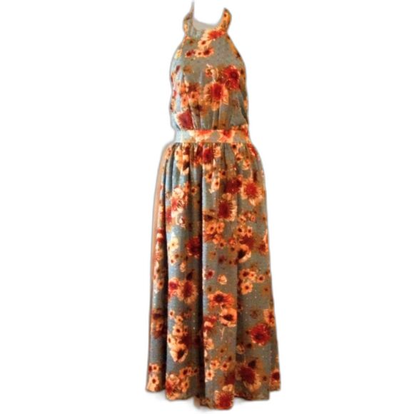 Lulu’s Women’s XL Floral Print Halter Top Maxi Dress NWT - Picture 1 of 6